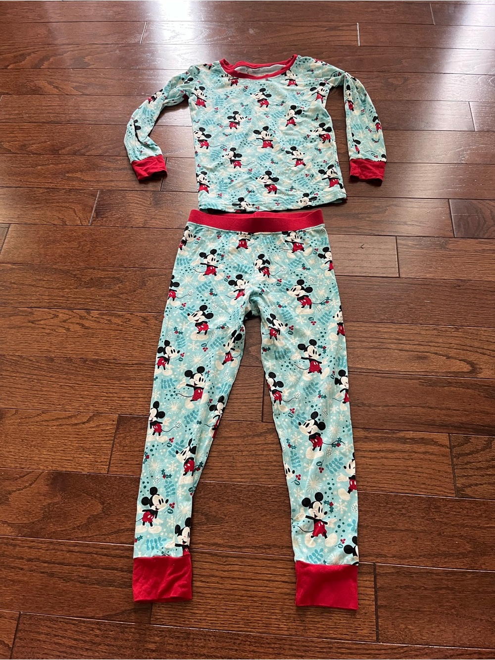 Disney Light Blue and Red Mickey Mouse Pajama Set